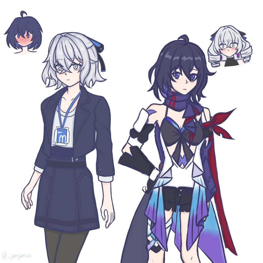 bronya zaychik, seele vollerei, bronya rand, and seele (honkai and 2 more) drawn by moa_(jamjamxx)