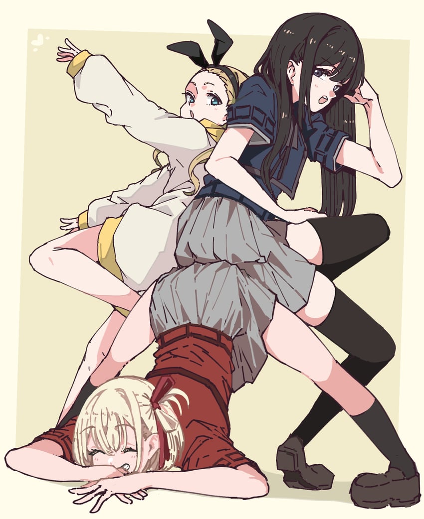 nishikigi chisato, inoue takina, and kurumi (lycoris recoil) drawn by panyatteria