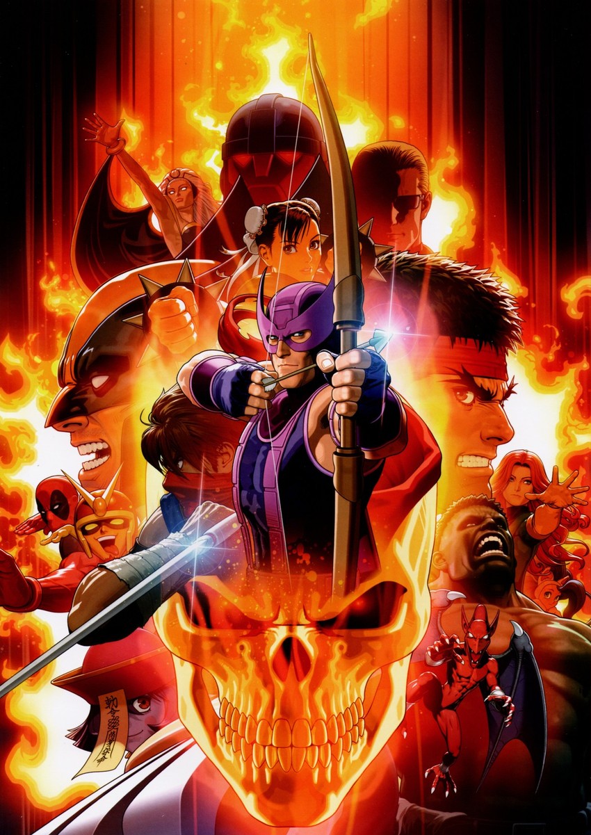 chun-li, ryu, felicia, wolverine, deadpool, and 13 more (street fighter and 12 more) drawn by mori_toshiaki