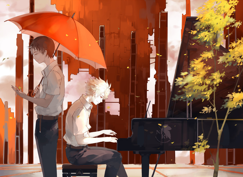 ikari shinji and nagisa kaworu (neon genesis evangelion and 2 more) drawn by nine_(liuyuhao1992)