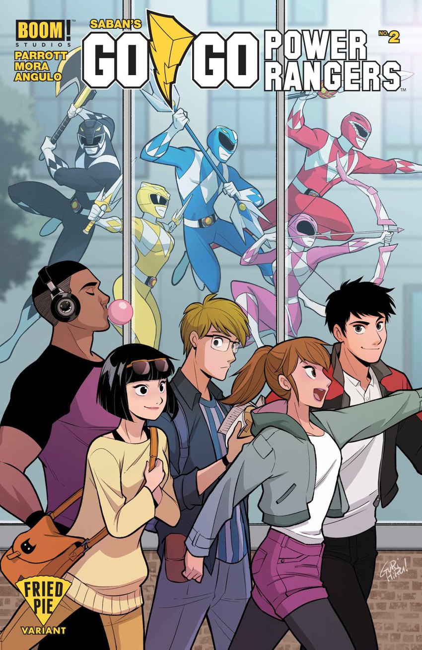 tyranno ranger, ptera ranger, mighty morphin red ranger, mighty morphin pink ranger, tricera ranger, and 10 more (super sentai and 4 more) drawn by gurihiru