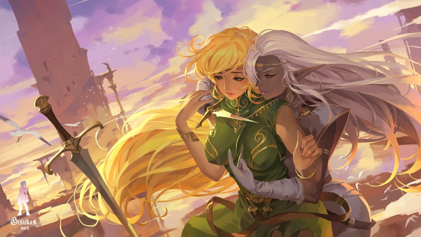 deedlit and pirotess (record of lodoss war) drawn by gisuka_yan