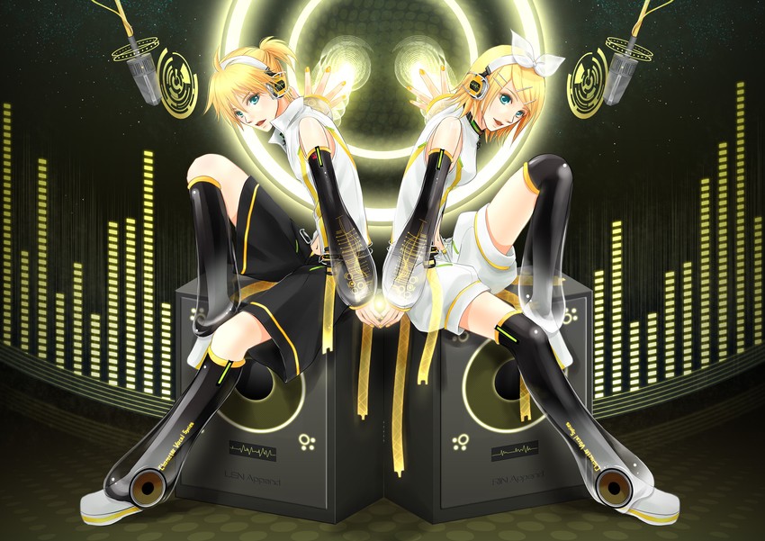 kagamine rin and kagamine len (vocaloid) drawn by hazuki_(azana)