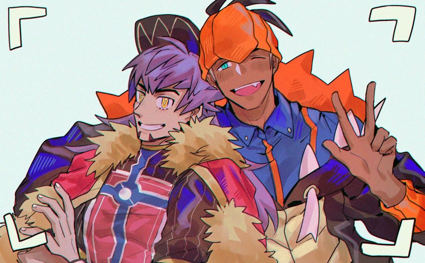 leon and raihan (pokemon and 1 more) drawn by chiyo_(miichiyochin)