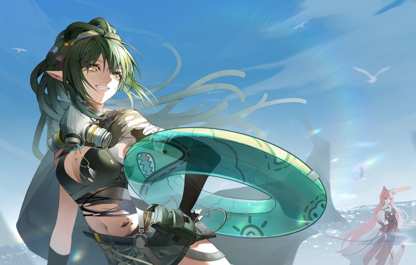 gavial, pozyomka, and gavial the invincible (arknights) drawn by suyi-j