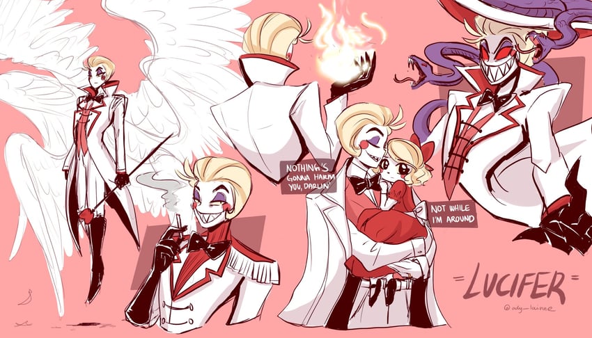 lucifer morningstar and charlie morningstar (hazbin hotel) drawn by adylaineart
