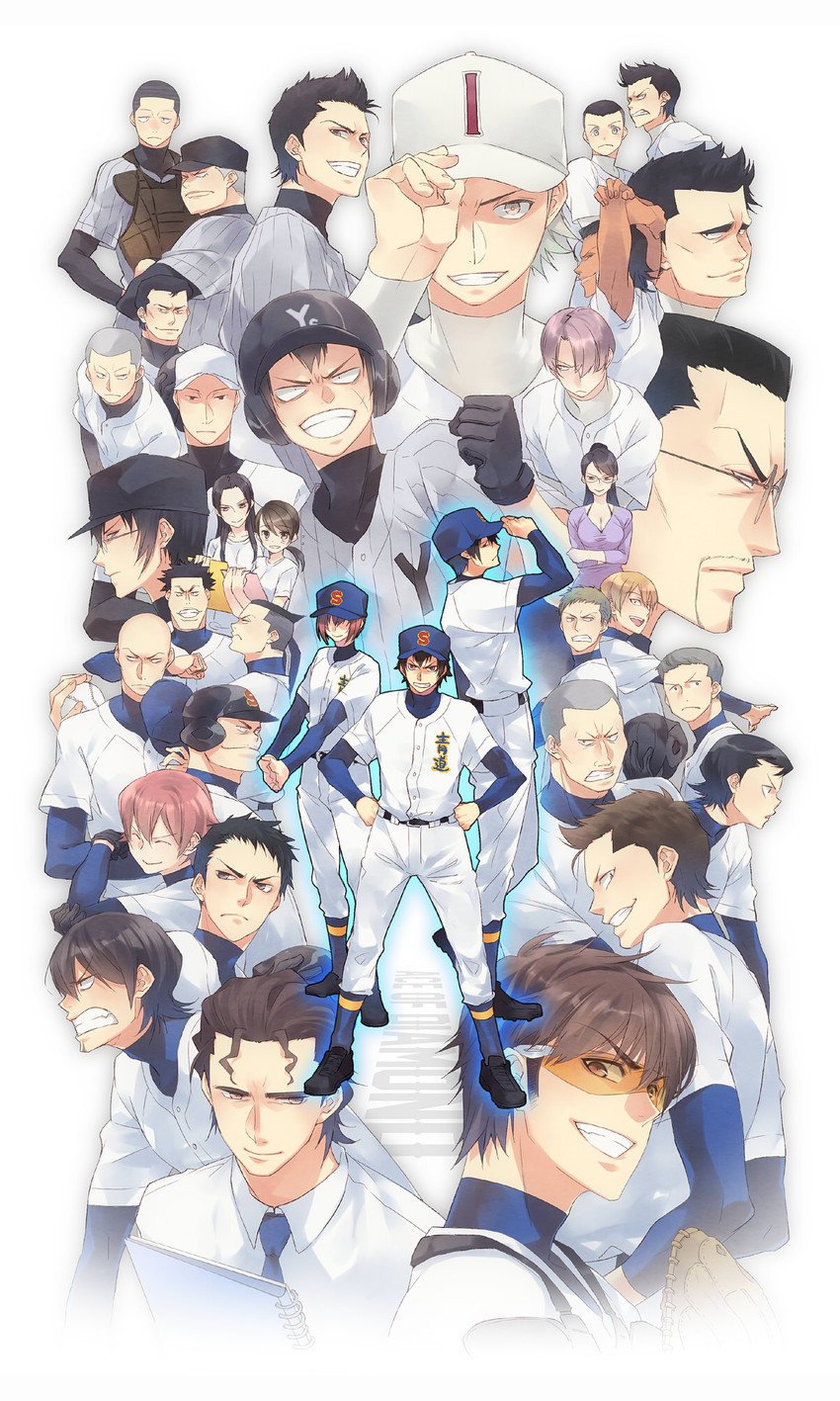 miyuki kazuya, sawamura eijun, kuramochi youichi, furuya satoru, kominato haruichi, and 30 more (ace of diamond) drawn by hiramatsu_(rama)
