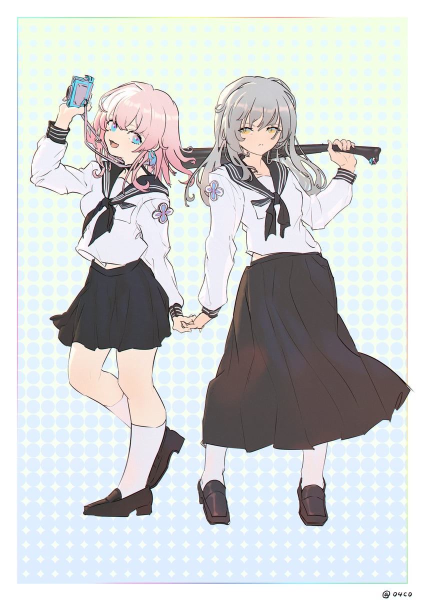 trailblazer, stelle, and march 7th (honkai and 1 more) drawn by 04c0