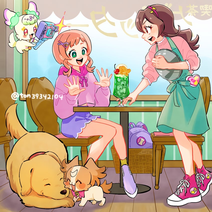 inukai komugi, inukai iroha, sakura uta, and purirun (precure and 2 more) drawn by ton_(ton39342104)