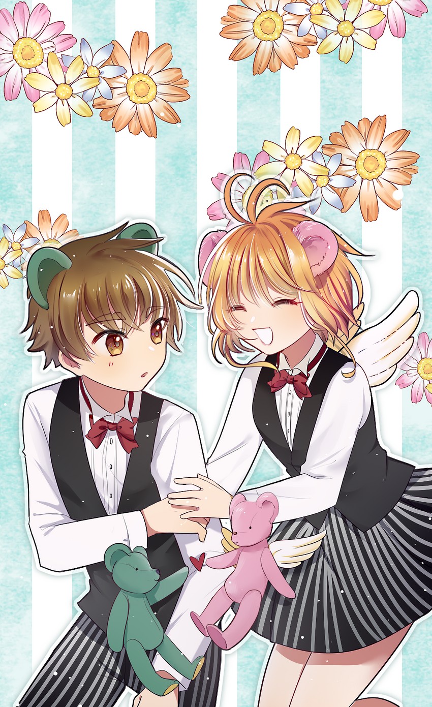 kinomoto sakura and li syaoran (cardcaptor sakura) drawn by killua_gon
