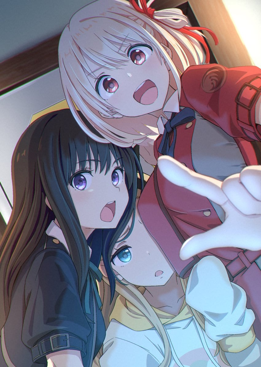 nishikigi chisato, inoue takina, and kurumi (lycoris recoil) drawn by pc_fworks