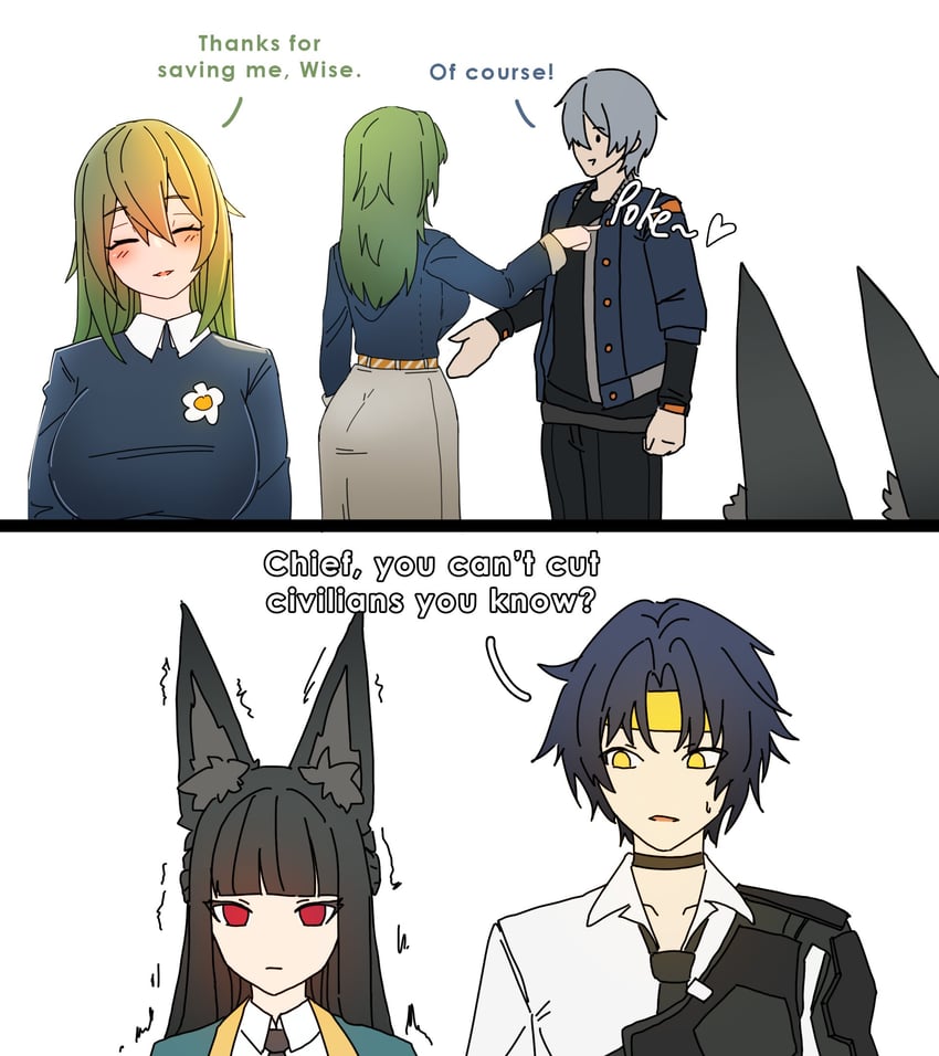 hoshimi miyabi, wise, asaba harumasa, and venus (zenless zone zero) drawn by dorahdew