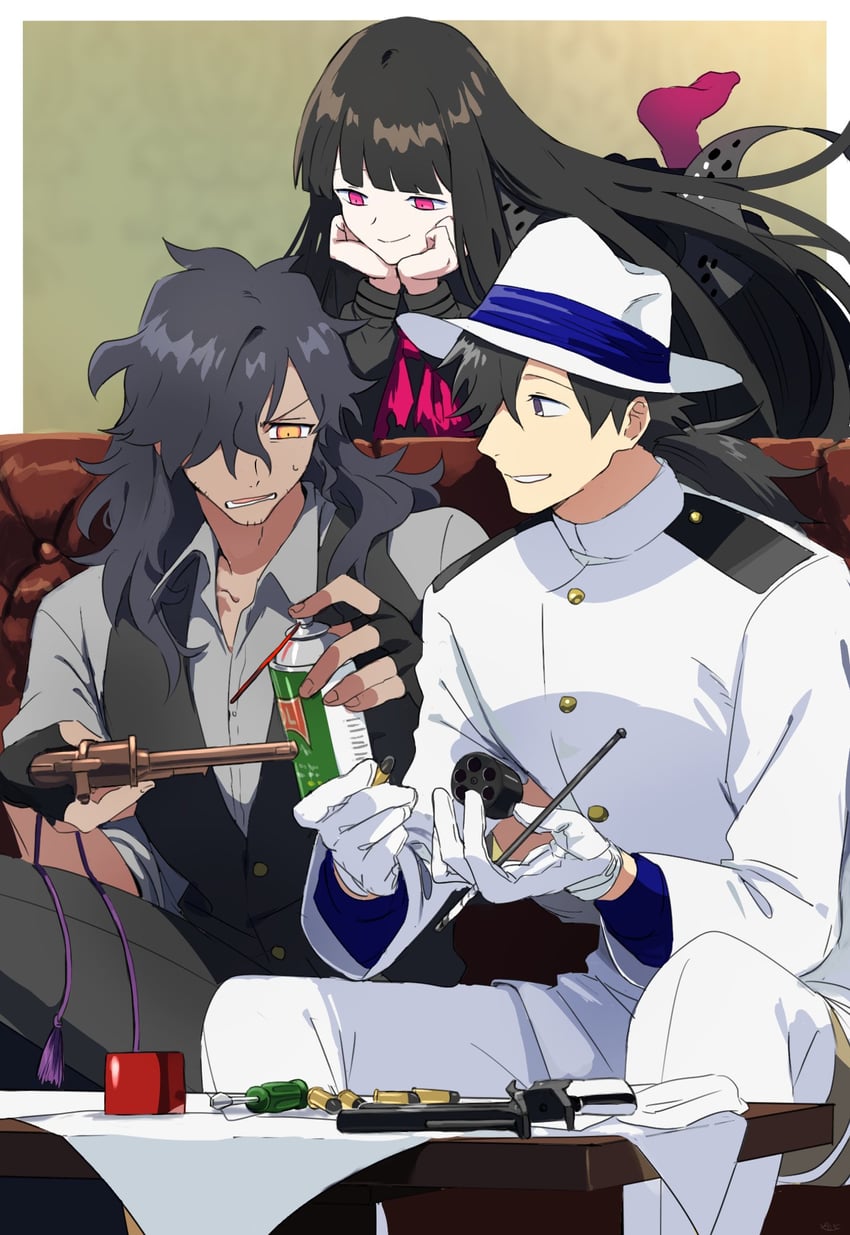 okada izou, oryou, and sakamoto ryouma (fate and 1 more) drawn by pirohi_(pirohi214)