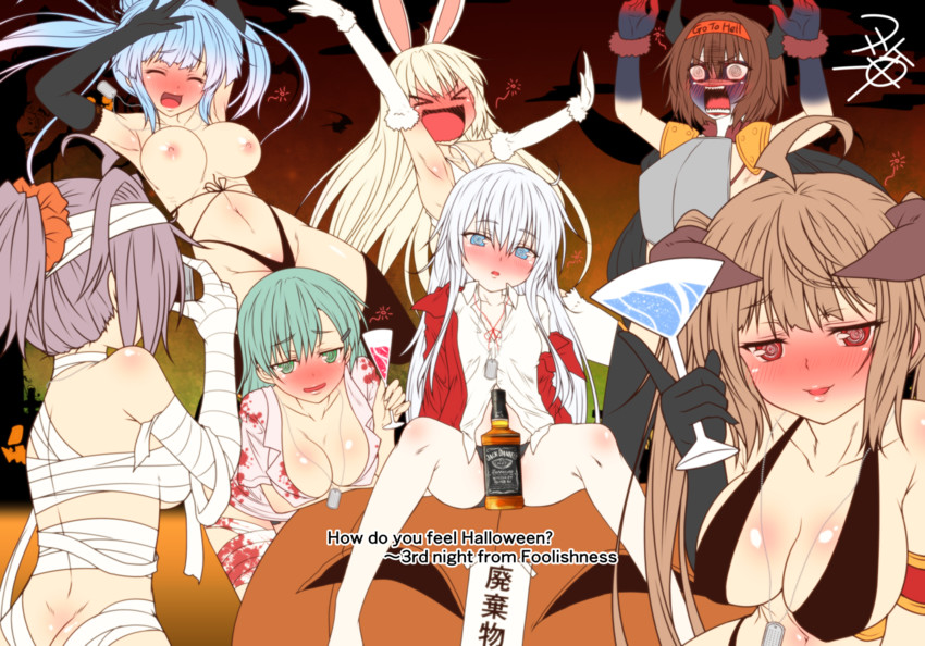 shimakaze, hibiki, suzuya, murasame, i-19, and 2 more (kantai collection) drawn by yua_(checkmate)