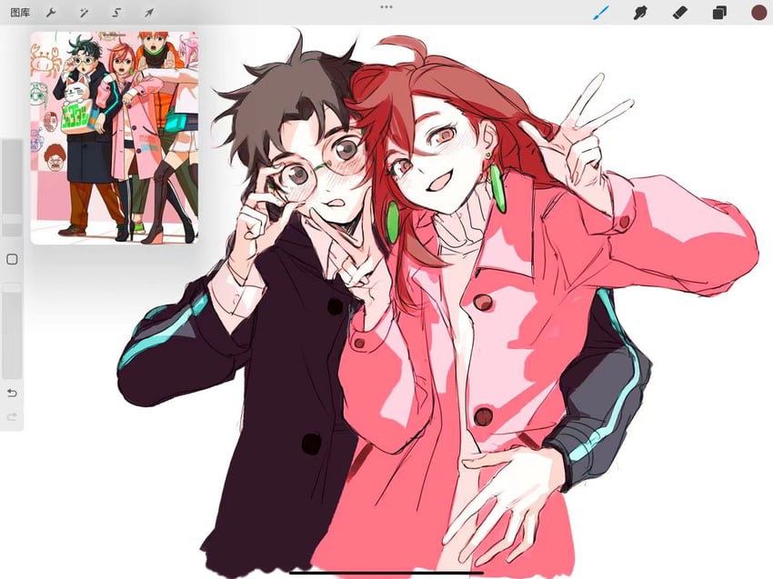 ayase momo and takakura ken (dandadan) drawn by ji_yuyun