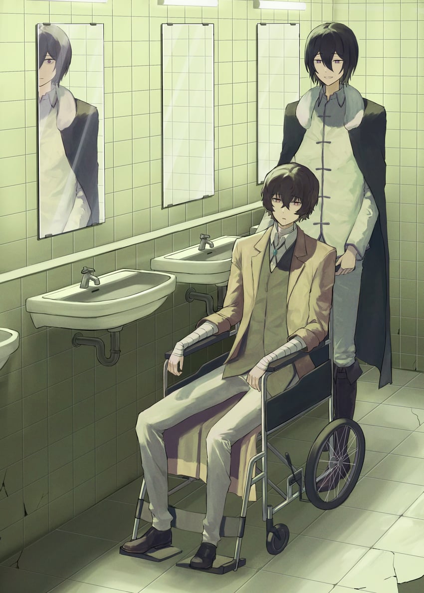 dazai osamu and fyodor dostoyevsky (bungou stray dogs) drawn by ichinosawa