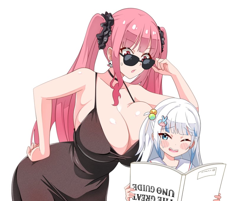 gawr gura and mori calliope (hololive and 1 more) drawn by riqcrow