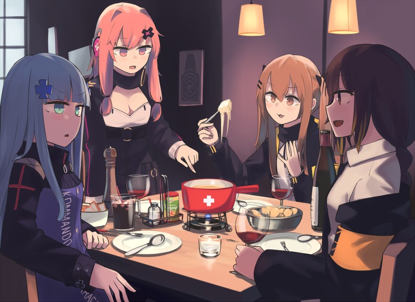 hk416, ump9, m16a1, and k31 (girls' frontline) drawn by hinami047