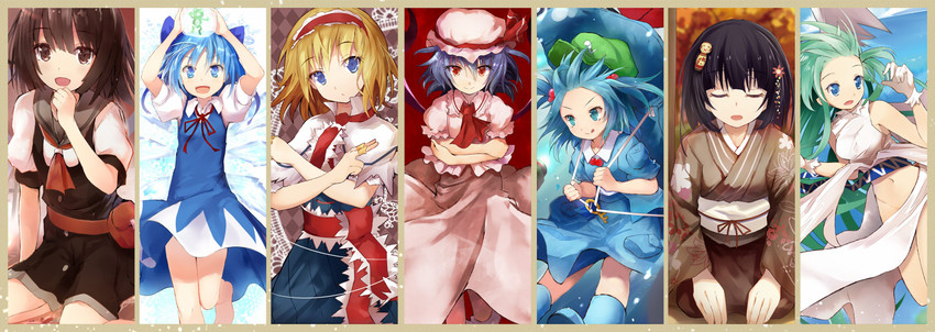 remilia scarlet, alice margatroid, cirno, kawashiro nitori, and sengoku nadeko (touhou and 2 more) drawn by efe