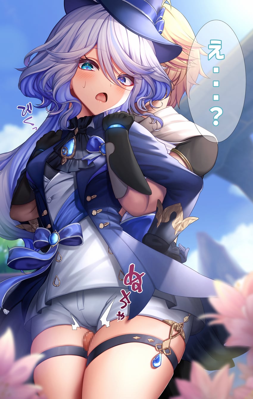 aether and furina (genshin impact) drawn by oct18kin