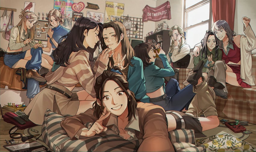 sana, nayeon, mina, momo, chaeyoung, and 5 more (real life and 6 more) drawn by gracepago0314