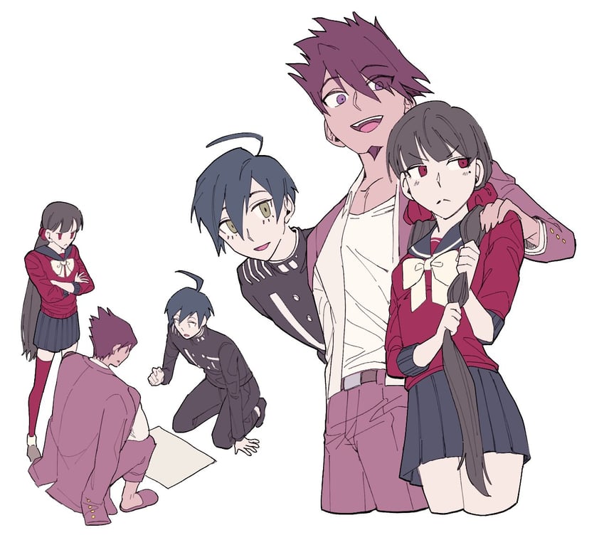 saihara shuichi, harukawa maki, and momota kaito (danganronpa and 1 more) drawn by dari_v3