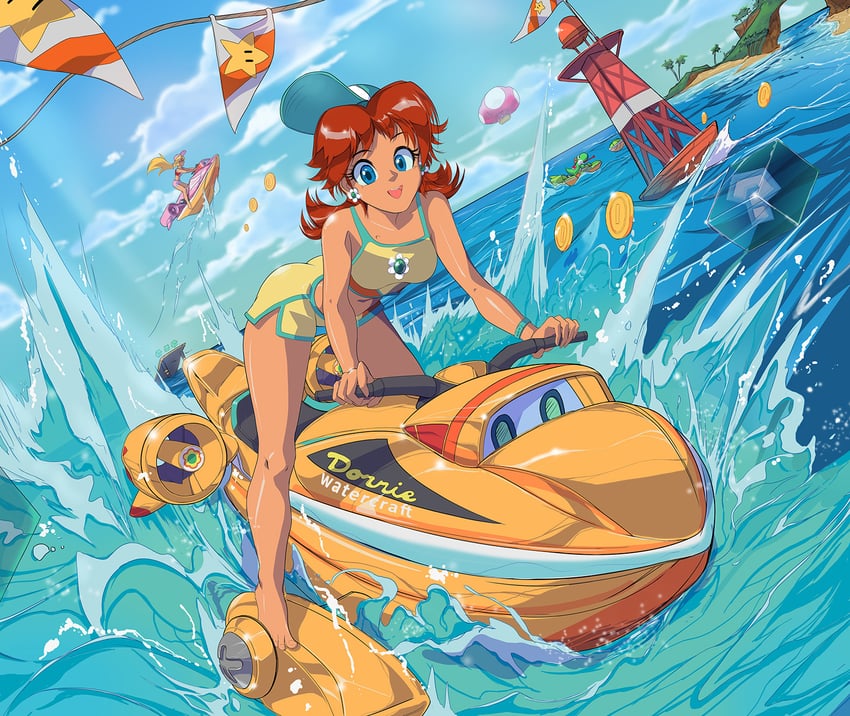princess peach, princess daisy, and yoshi (mario and 2 more) drawn by zerodegree-uk
