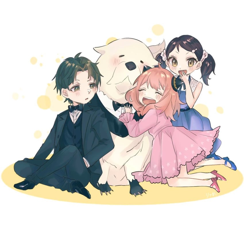 anya, damian desmond, bond, and becky blackbell (spy x family) drawn by spy_rit