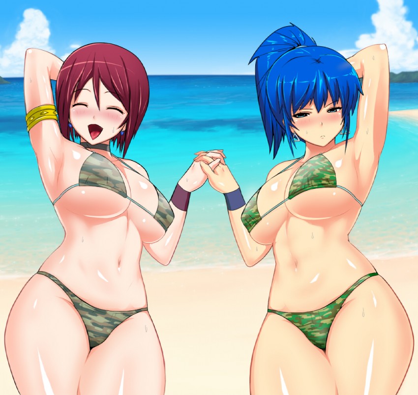 leona heidern and whip (the king of fighters) drawn by okyou