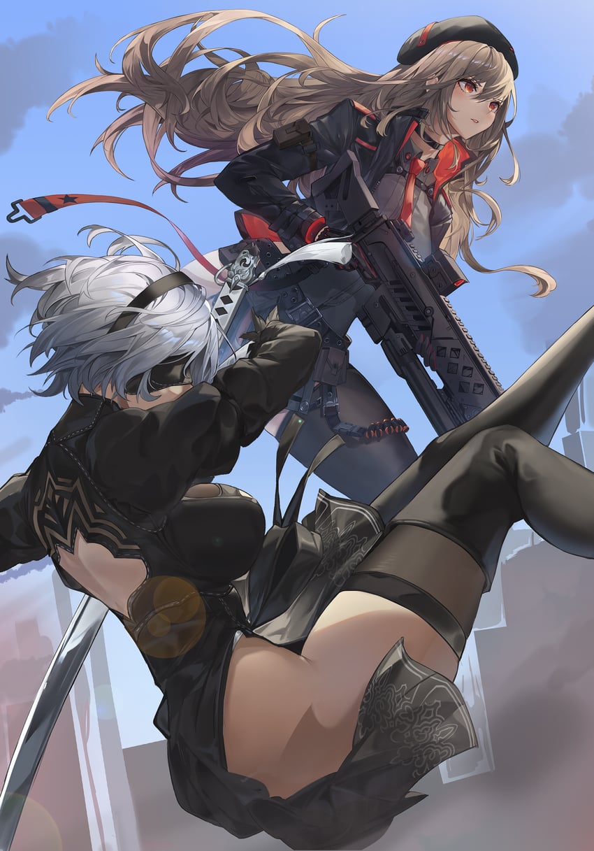 2b, rapi, and ishikawa yui (goddess of victory: nikke and 2 more) drawn by eru_(eru_illust)