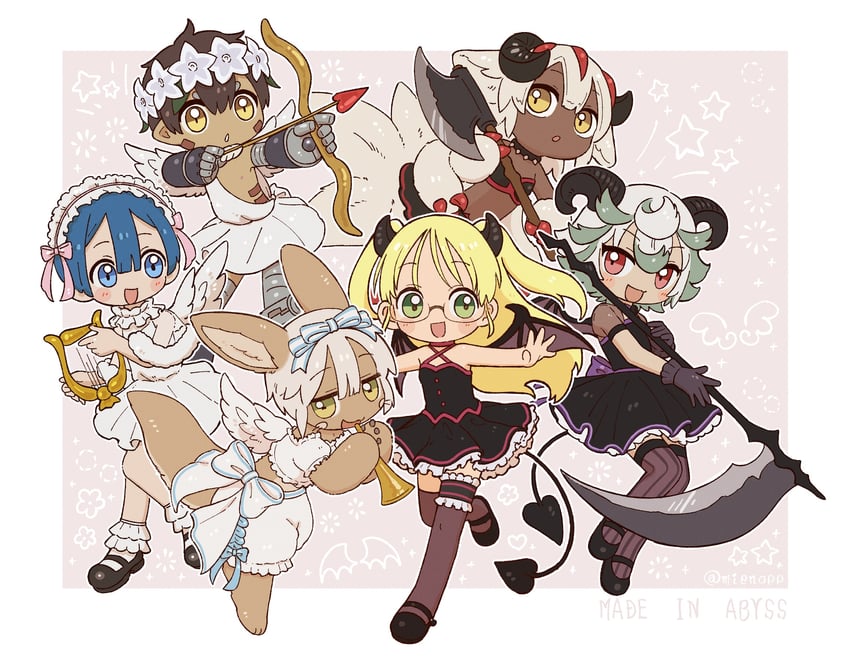 reg, faputa, riko, maruruk, and prushka (made in abyss) drawn by kawasemi27