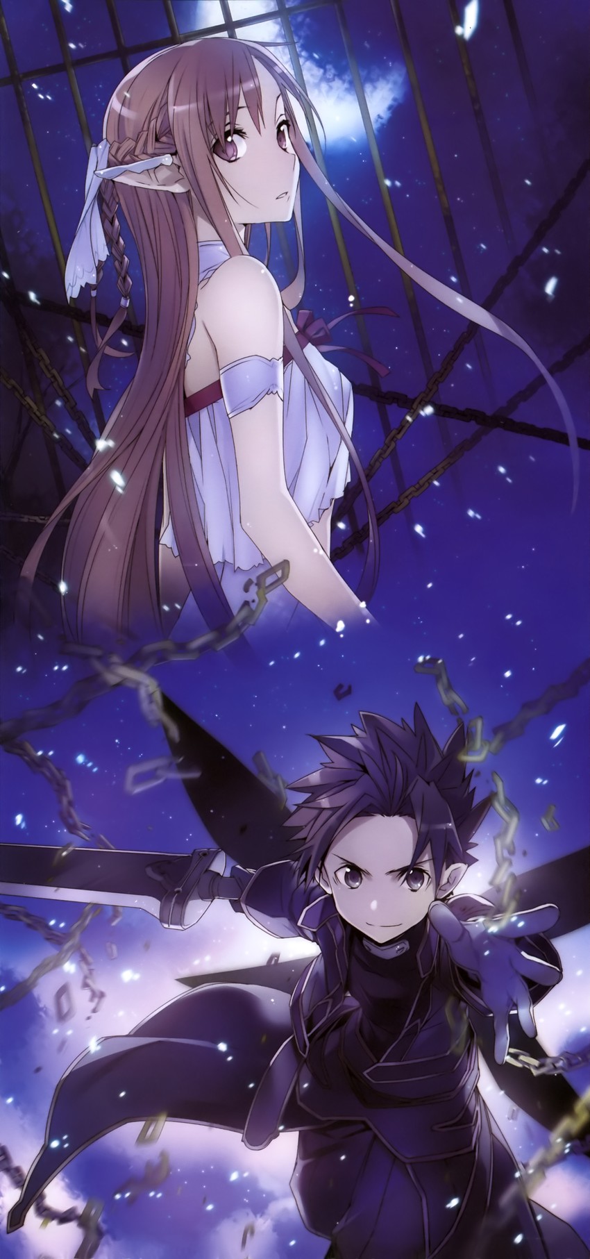asuna, kirito, and titania (sword art online) drawn by bunbun