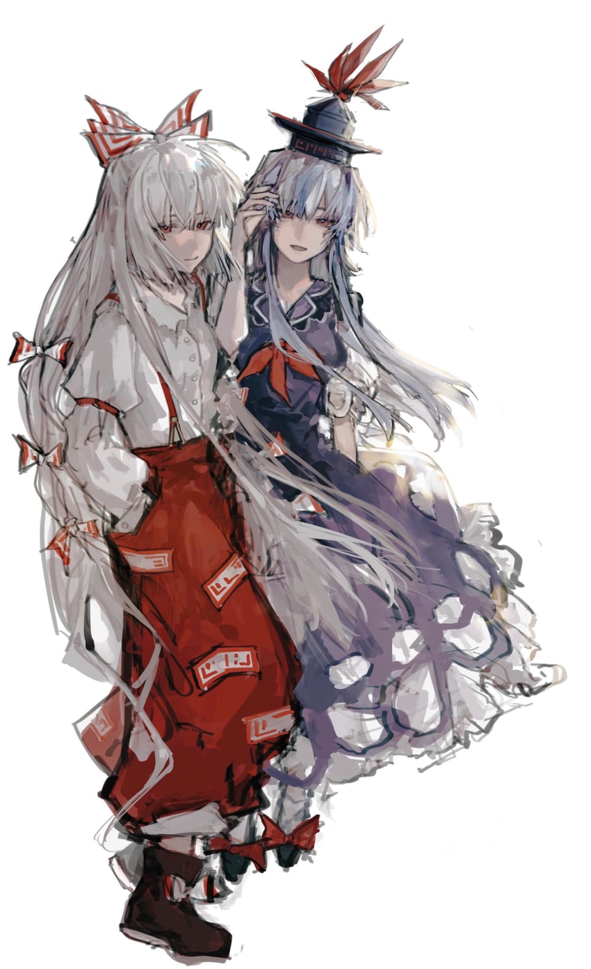 fujiwara no mokou and kamishirasawa keine (touhou) drawn by 1203527227