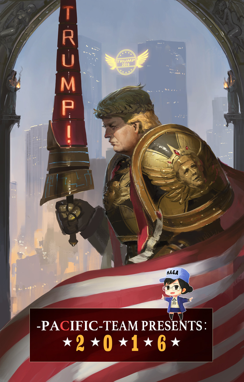 emperor of mankind, donald trump, and pennsylvania (fate and 3 more) drawn by jeanex