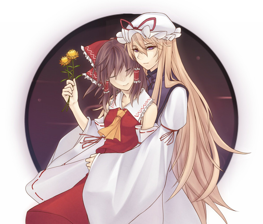 hakurei reimu and yakumo yukari (touhou) drawn by koga_mutsuki