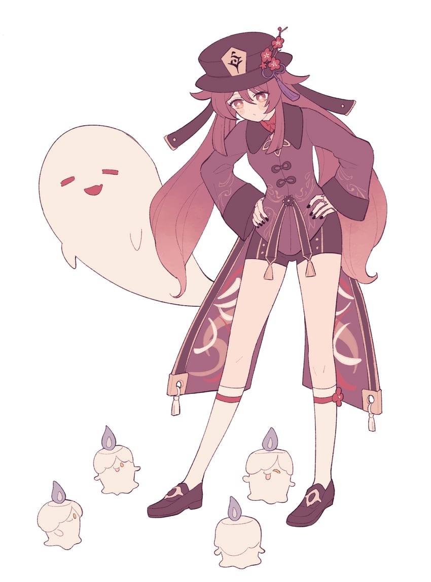 hu tao, boo tao, and litwick (pokemon and 1 more) drawn by ririco_(gnsn)