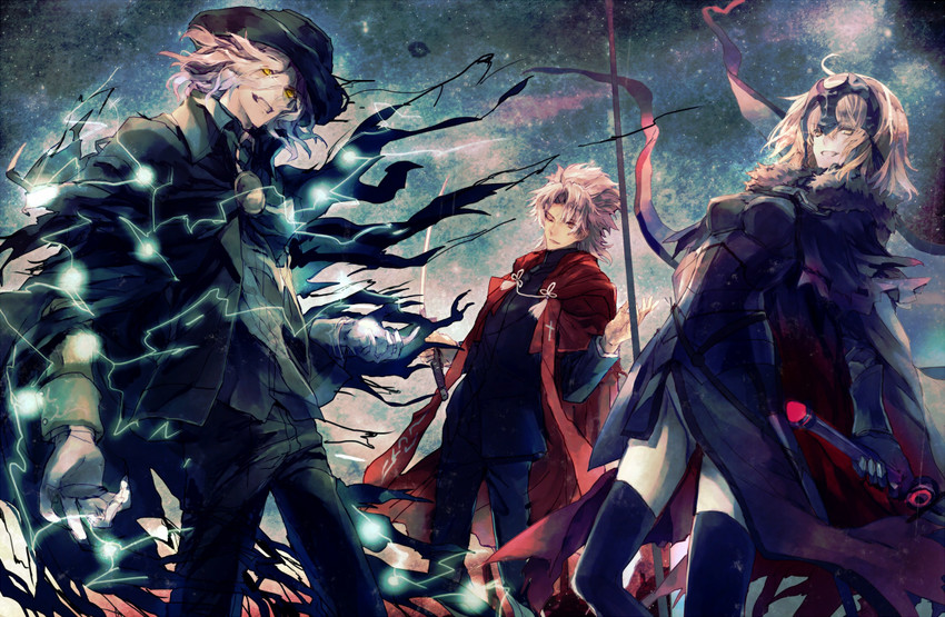 jeanne d'arc alter, edmond dantes, and amakusa shirou (fate and 2 more) drawn by nakiha