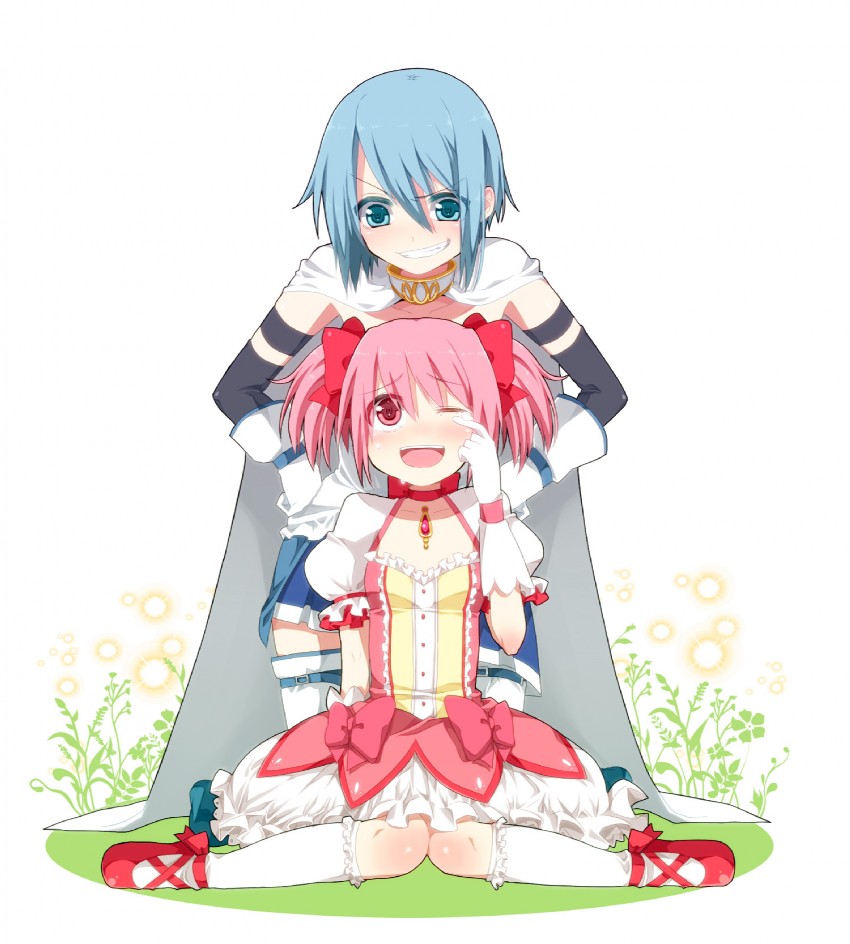 kaname madoka and miki sayaka (mahou shoujo madoka magica) drawn by hattori_masaki
