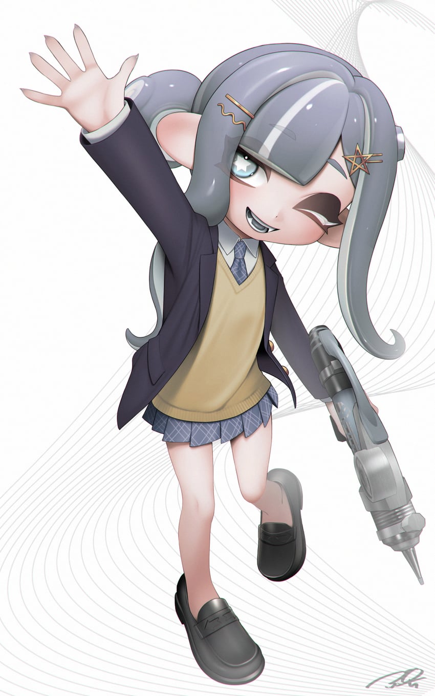octoling player character and octoling girl (splatoon) drawn by puchiman