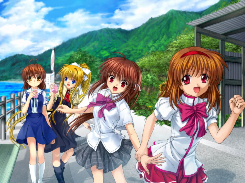 natsume rin, kamio misuzu, furukawa nagisa, and tsukimiya ayu (little busters! and 4 more) drawn by mutsuki_(moonknives)