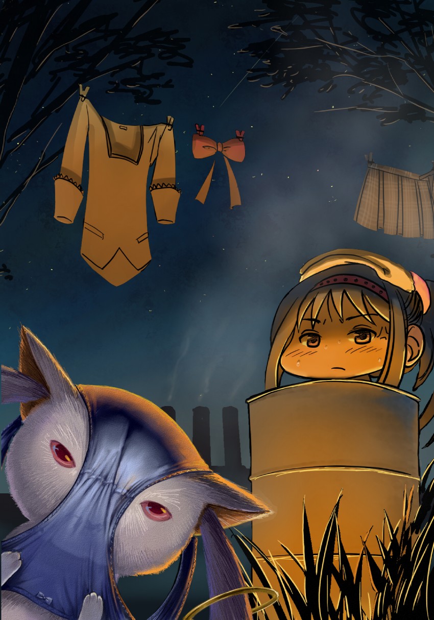 akemi homura and kyubey (mahou shoujo madoka magica and 1 more) drawn by twinpoo