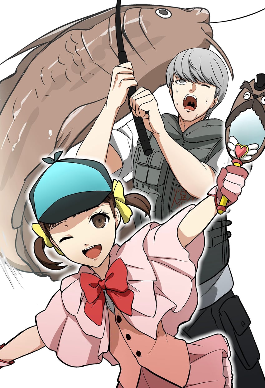 narukami yu, doujima nanako, and magical detective loveline (persona and 1 more) drawn by igusaharu