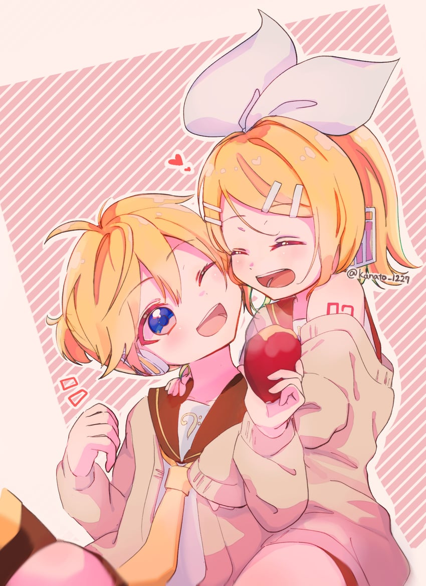 kagamine rin and kagamine len (vocaloid) drawn by kanato_1227