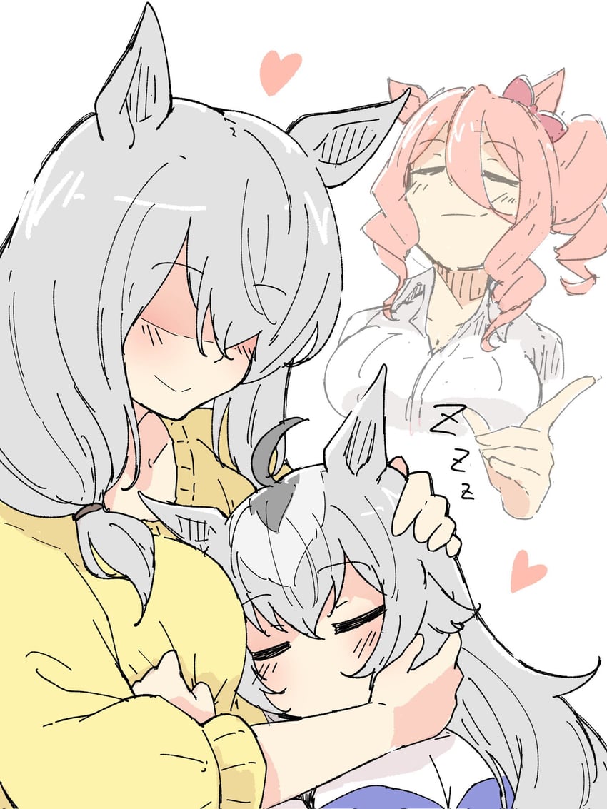 oguri cap, norn ace, and oguri cap's mother (umamusume and 1 more) drawn by nekomimi_sukinosuke