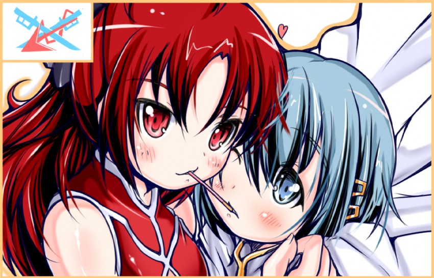 miki sayaka and sakura kyoko (mahou shoujo madoka magica) drawn by mad_(hazukiken)