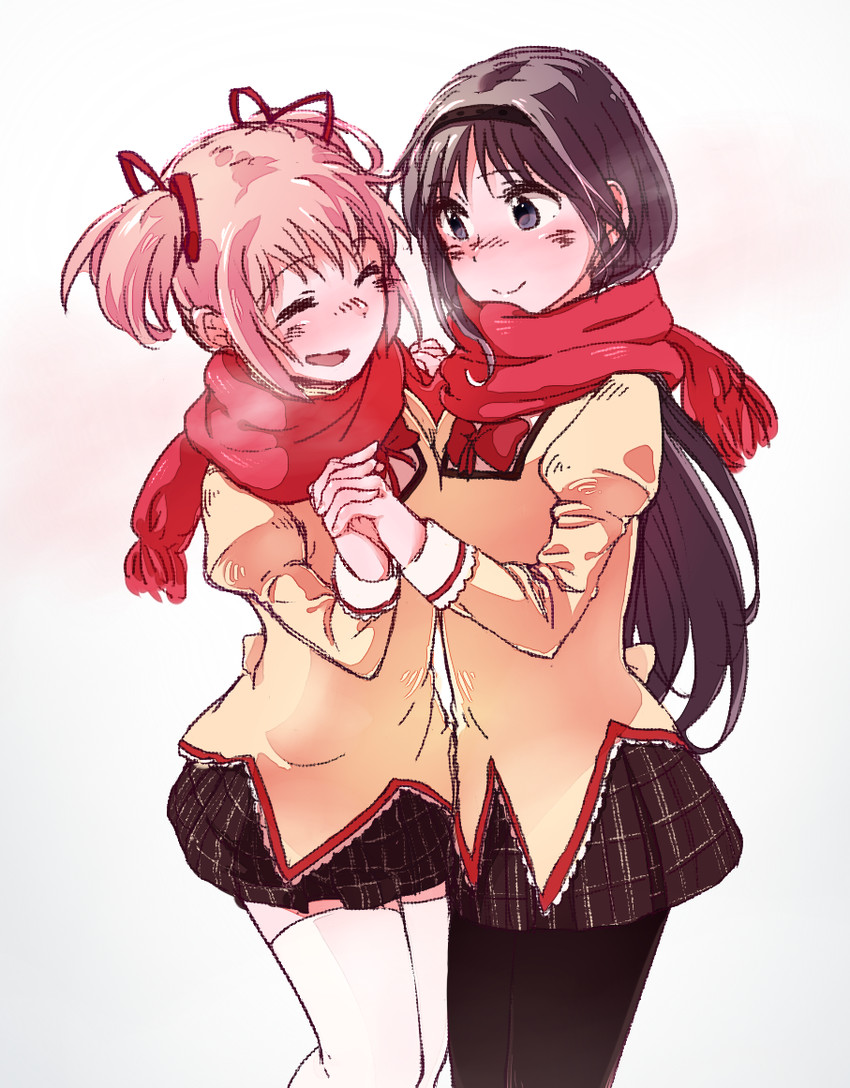 akemi homura and kaname madoka (mahou shoujo madoka magica) drawn by only_norisu