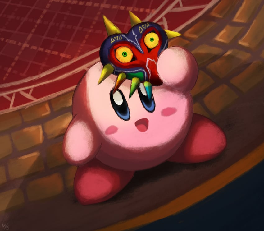 kirby and majora (the legend of zelda and 2 more) drawn by lizzle_(_dufz5278)