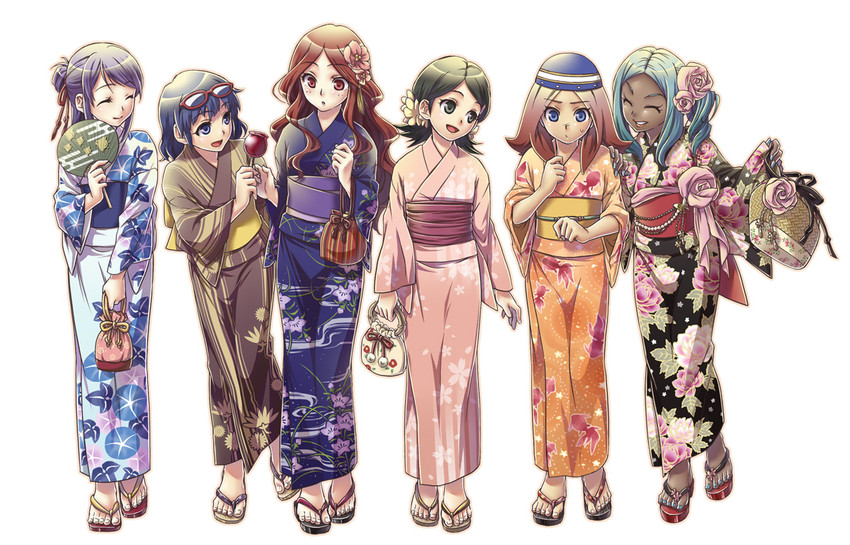 otonashi haruna, raimon natsumi, kudou fuyuka, kino aki, zaizen touko, and 1 more (inazuma eleven) drawn by oto_nagi