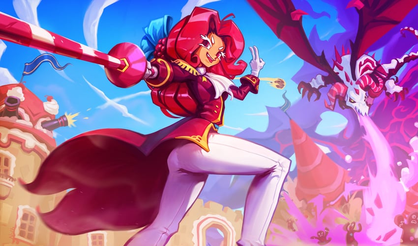 raspberry cookie and red velvet dragon (cookie run and 1 more) drawn by nochdraws