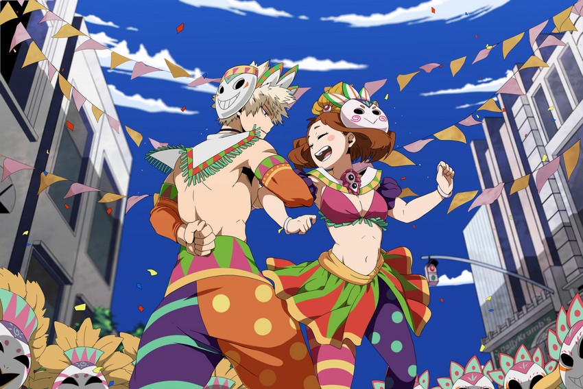 uraraka ochaco and bakugou katsuki (boku no hero academia) drawn by krumbs_(dailykrumbs)